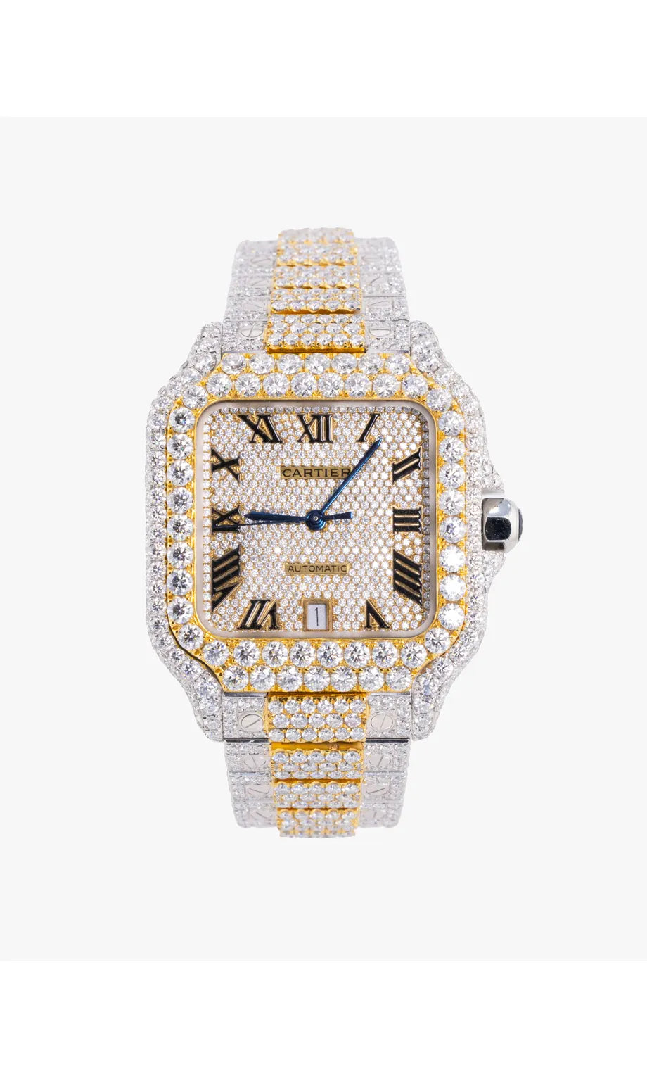 Unique VVS Moissanite Roman Dial Stainless Steel Watch Hip Hop Iced Out Personalized Luxury Watches
