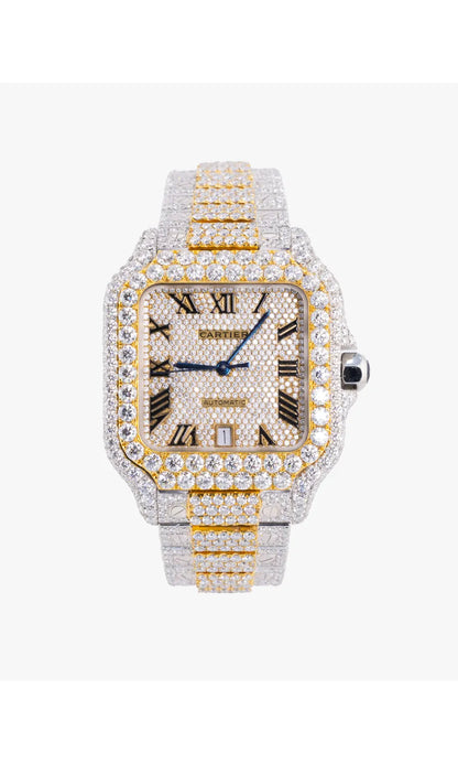 Unique VVS Moissanite Roman Dial Stainless Steel Watch Hip Hop Iced Out Personalized Luxury Watches