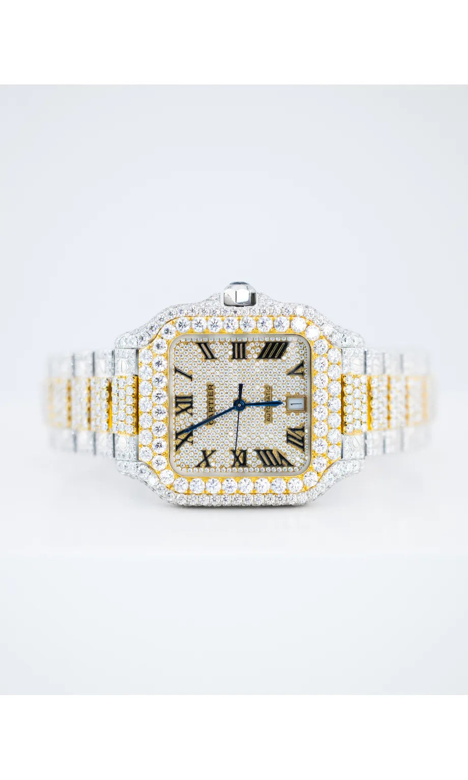 Unique VVS Moissanite Roman Dial Stainless Steel Watch Hip Hop Iced Out Personalized Luxury Watches