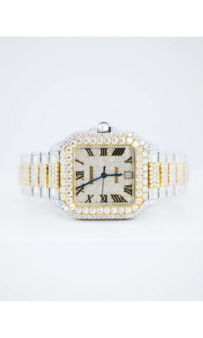 Unique VVS Moissanite Roman Dial Stainless Steel Watch Hip Hop Iced Out Personalized Luxury Watches