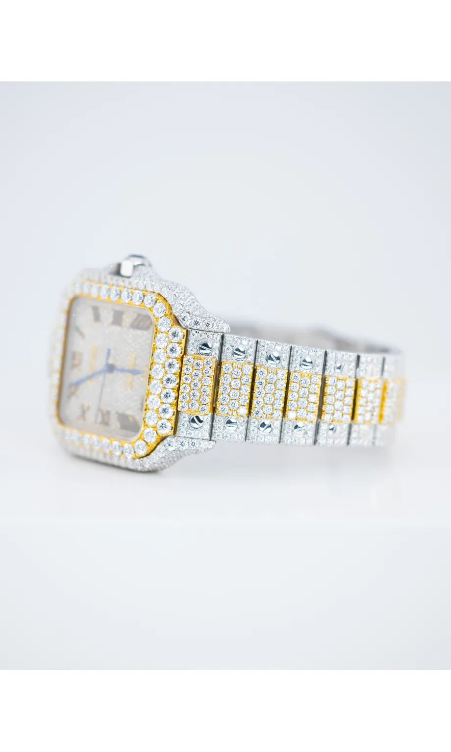 Unique VVS Moissanite Roman Dial Stainless Steel Watch Hip Hop Iced Out Personalized Luxury Watches